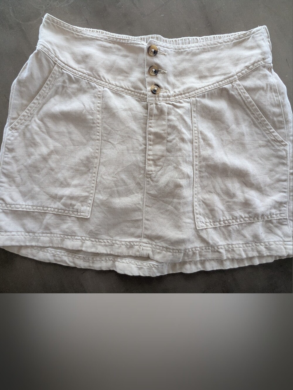 Aerie Natural Linen Button-Front Mini Skirt Lg
